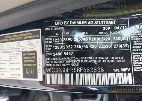 2011 Mercedes-Benz Glk 350 4Matic z USA, uszkodzony, nr VIN WDCGG8HB5BF683838